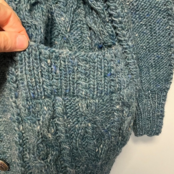 Hand Made by Peg Wehner Teal Cable Knit Cardigan - Picture 4 of 5